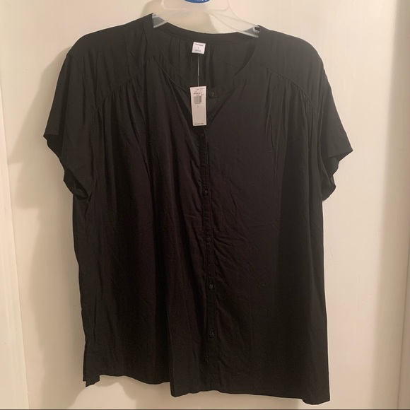 Old Navy Tops - Old Navy L Black Button Down Short Sleeve Blouse